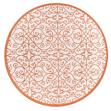 Madrid Vintage Filigree Textured Weave Indoor/outdoor Round Rug